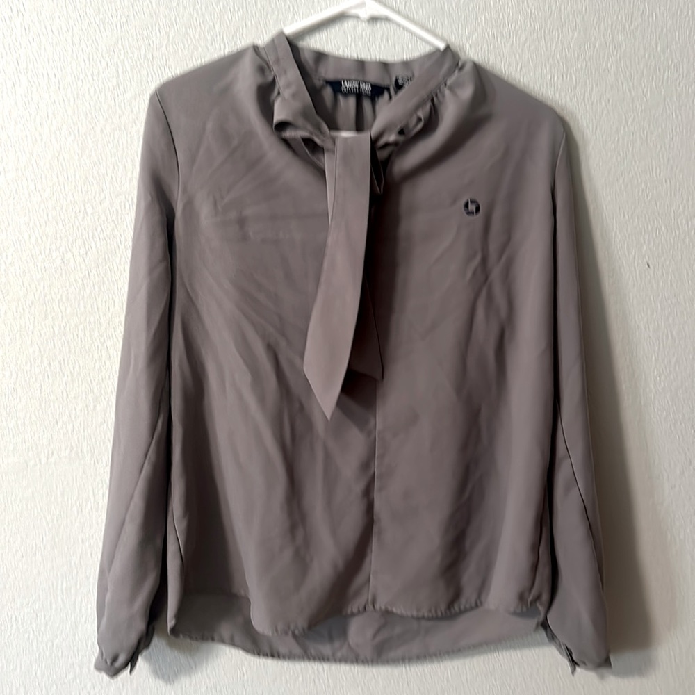Lands End Chase grey long sleeve blouse
